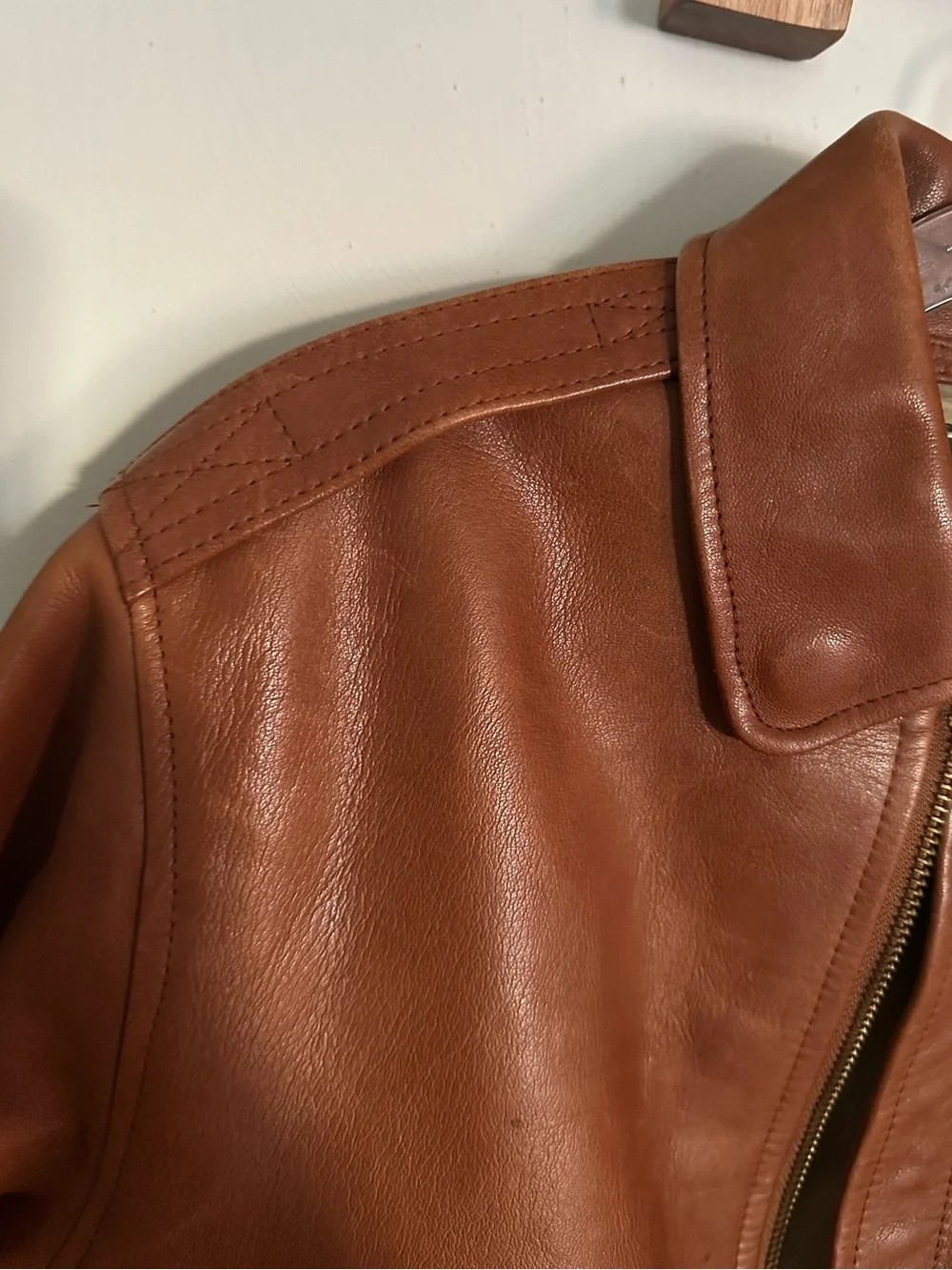 Vintage POLO Ralph Lauren Kids Brown Genuine Leather Bomber Jacket Coat